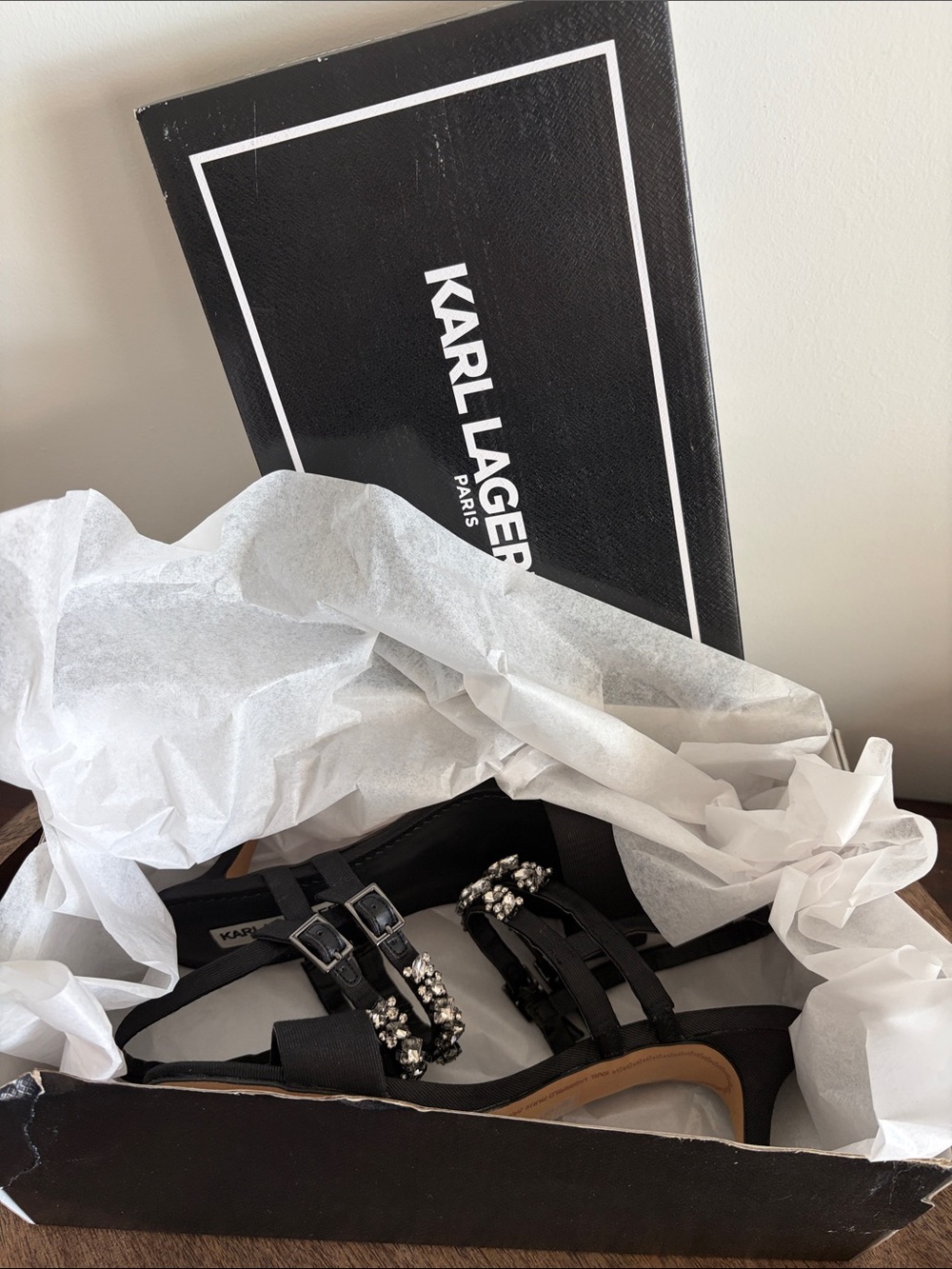 Karl Lagerfeld Black Slingback Heels - Picture 7 of 8
